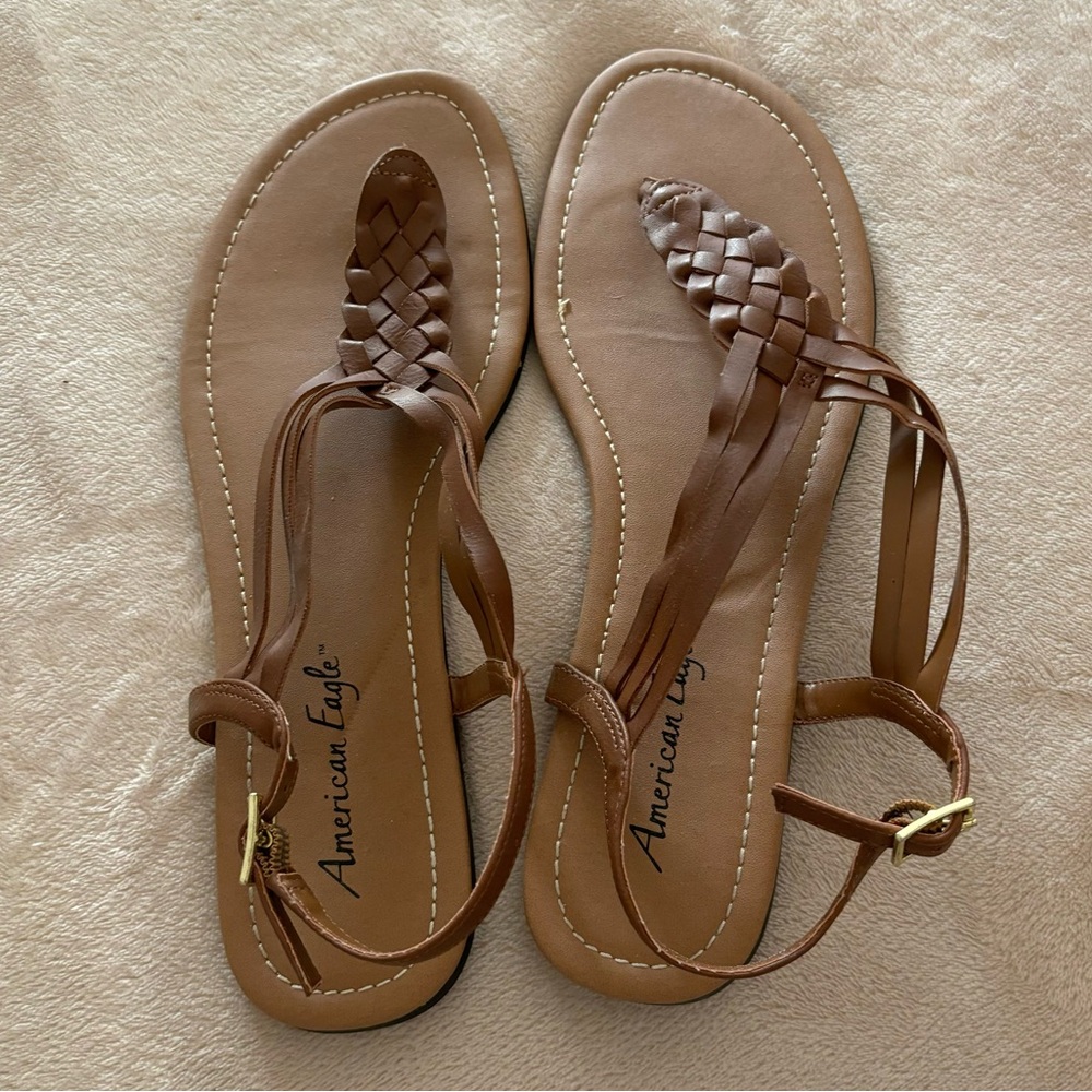 Strappy brown sandals